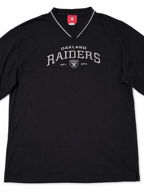 Oakland Raiders NFL Y2K Embroidered V Neck Jersey Tee Men’s 2XL Black